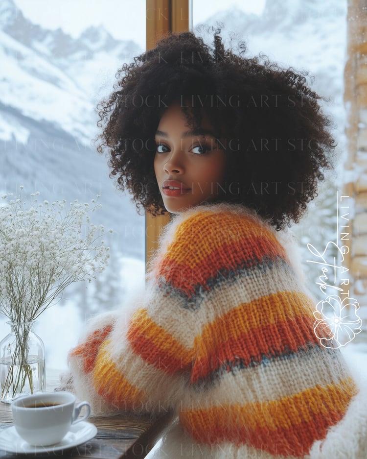 Balck woman winter leisure stock photos