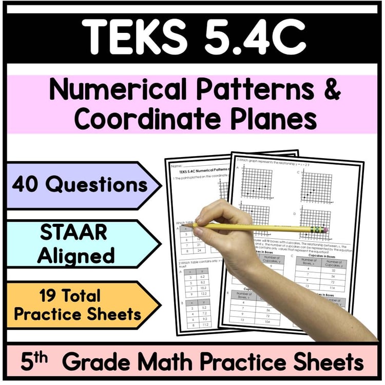 TEKS 5.4C Numerical Patterns and Coordinate Planes - Practice Sheets