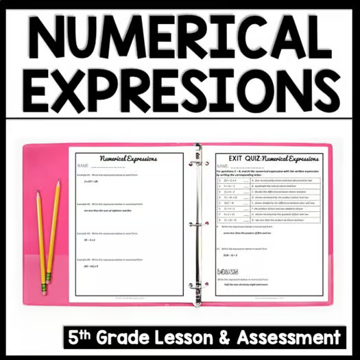 5th Grade Math Numerical Expressions Worksheets, Writing Expressions Worksheets