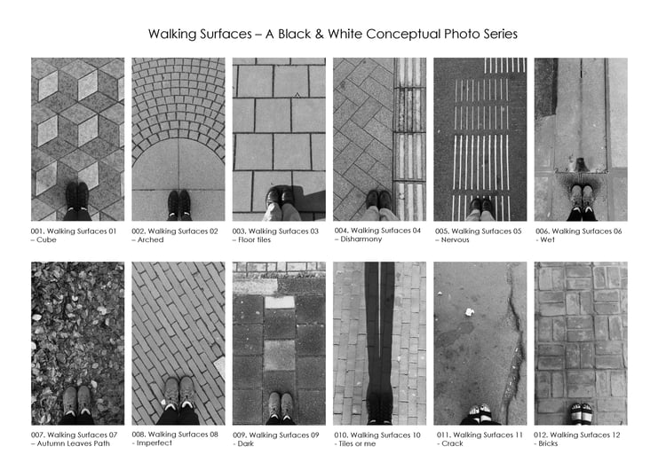 Walking Surfaces – Series I,  A Black & White Conceptual Photo Series