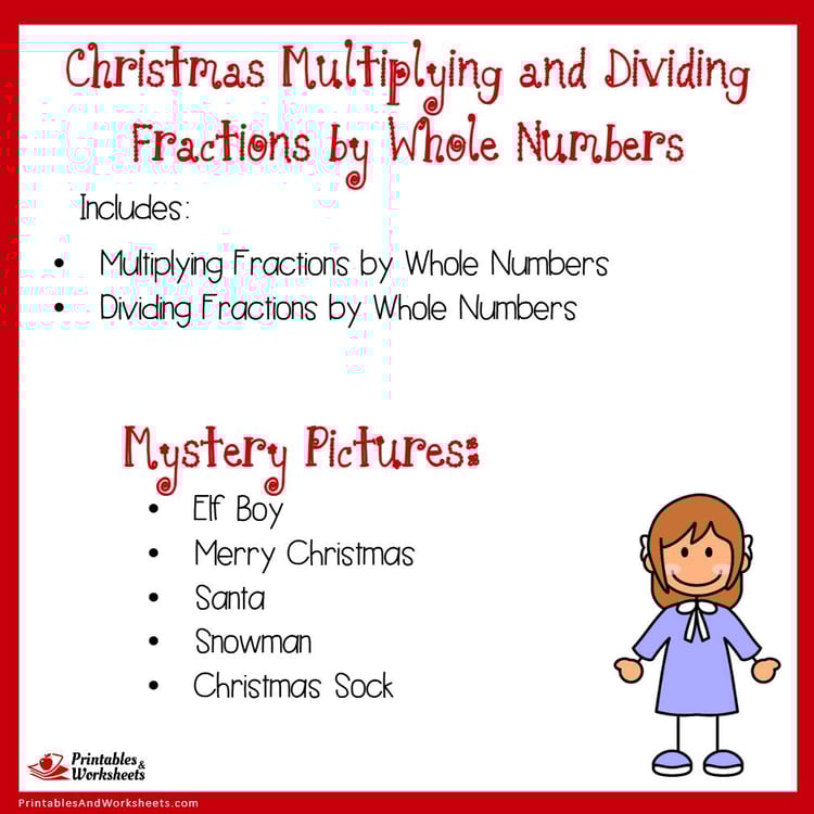 Math Christmas Multiplying And Dividing Fractions Project, Mystery Picture Pages