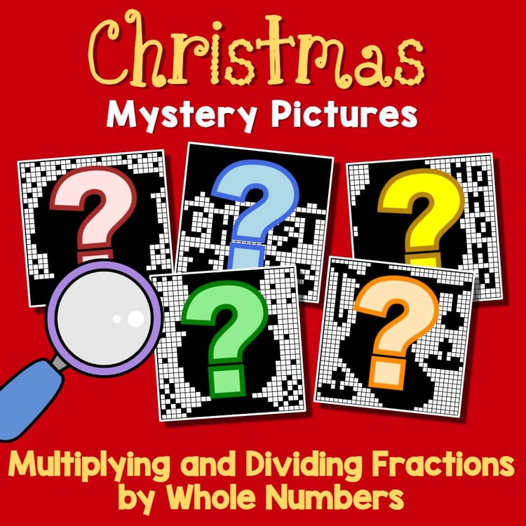Math Christmas Multiplying And Dividing Fractions Project, Mystery Picture Pages
