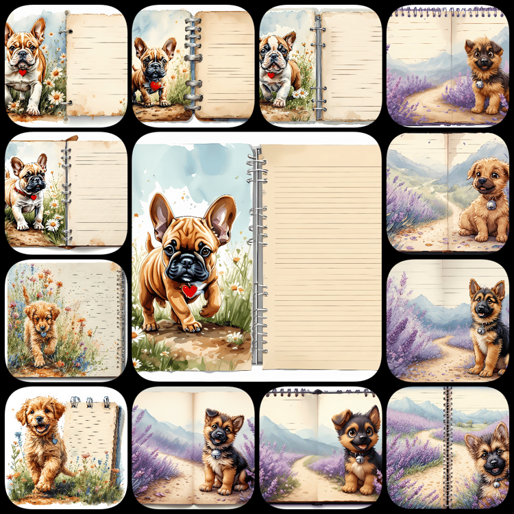 dog clipart PNG, dog stationery PNG, printable dog art, high res dog images, junk journal dog images, dog scrapbook PNGs, cute dog illustrations, digital dog clipart, dog paper designs, sublimation dog art, DIY dog crafts, pet lover clipart, dog PNG bundl