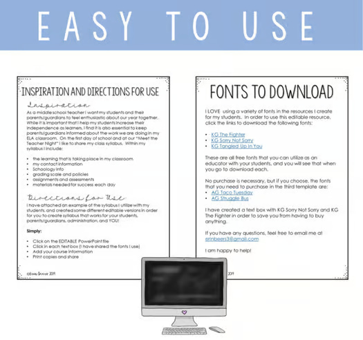 Editable Syllabus Templates for ANY GRADE