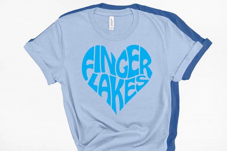 Finger Lakes Typography heart Shape SVG Cut File