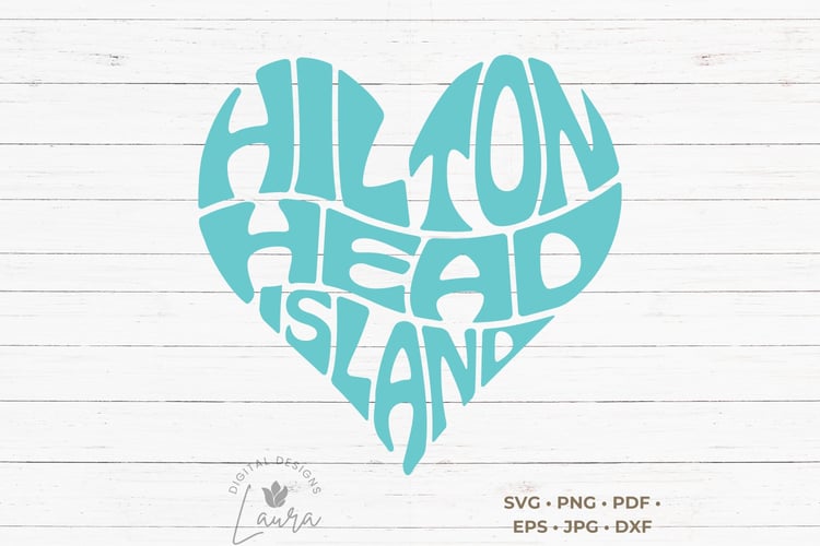 This design features the words Hilton Head Island beautifully integrated into the shape of a heart.