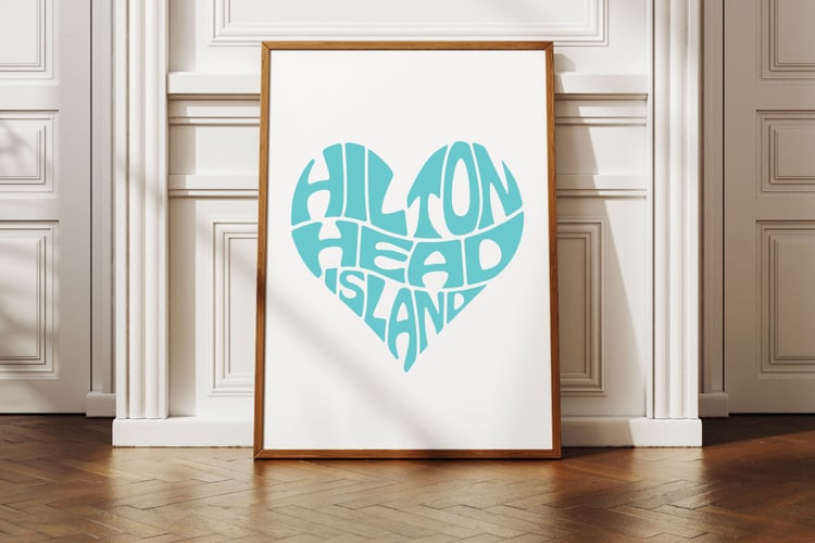 This design features the words Hilton Head Island beautifully integrated into the shape of a heart.