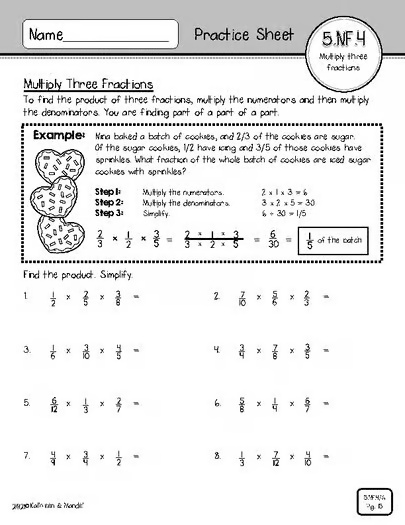 5.NF.4 & 5.NF.6 Practice Sheets: Multiply Fractions