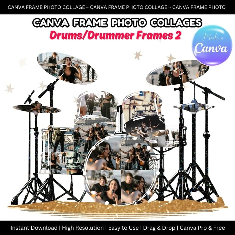 Drums Canva frame photo collage