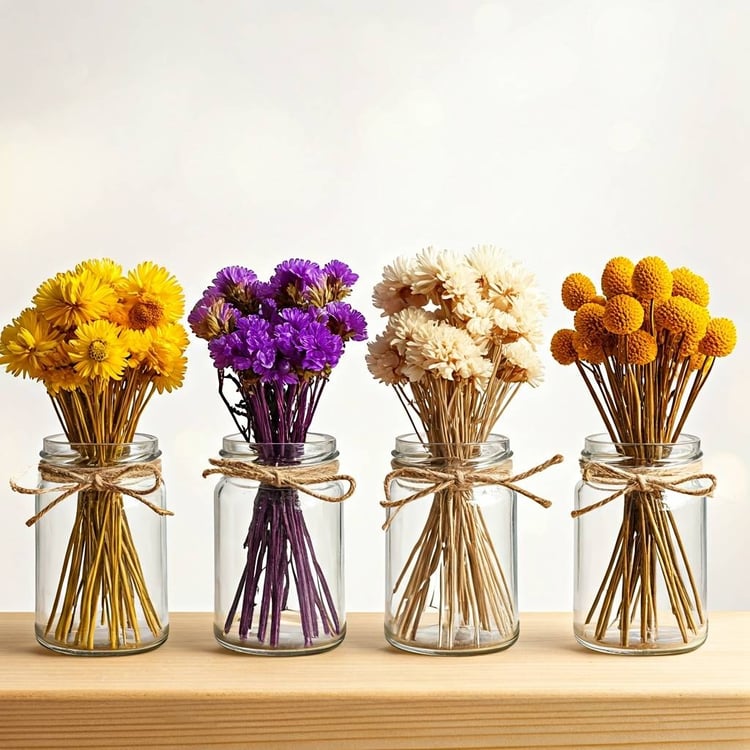 Home made Dried Flower Jars