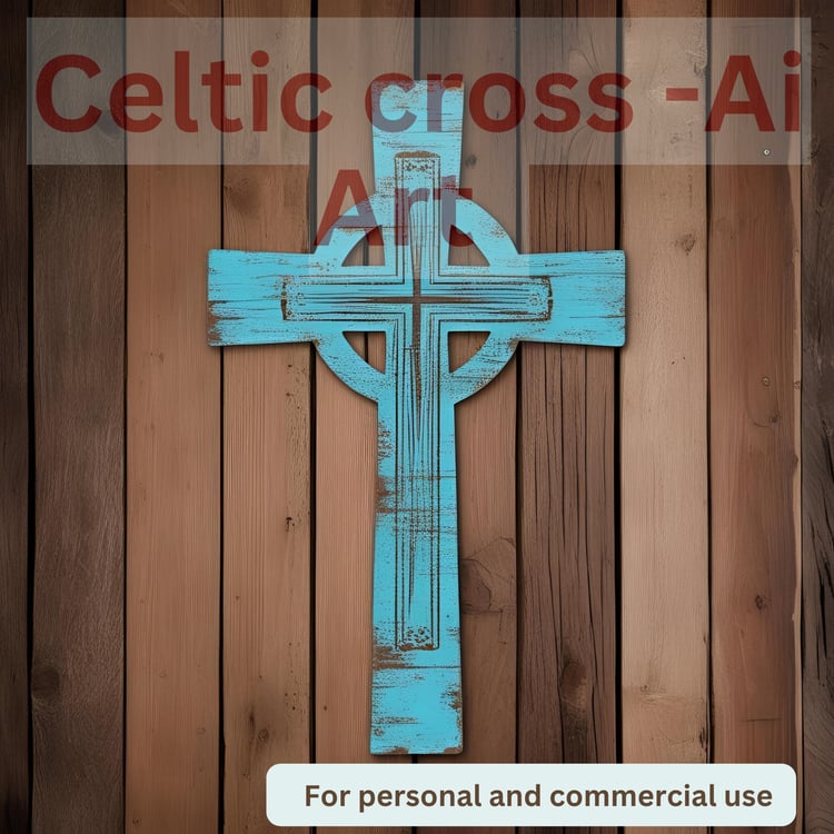 AI art Celtic blue Design of the Cross of Christ