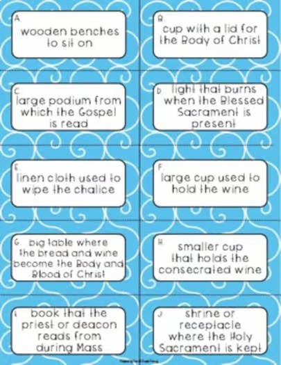 Catholic Mass Objects Sorting Activity  Cut-and-Paste Church Worksheet