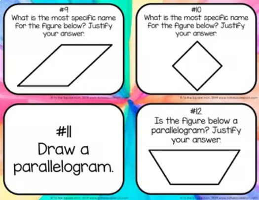 Classifying Quadrilaterals Task Cards  Math Center Practice Activity