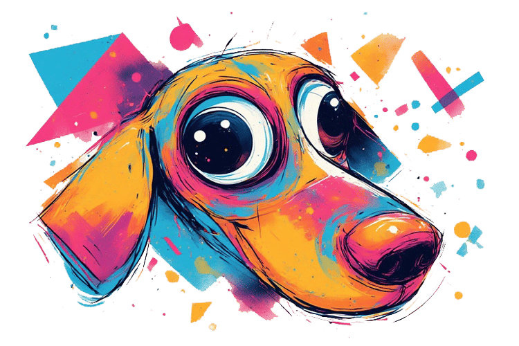 Pop art whimsical dog