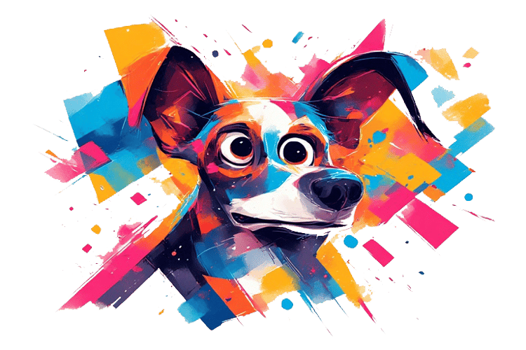 Pop art whimsical dog