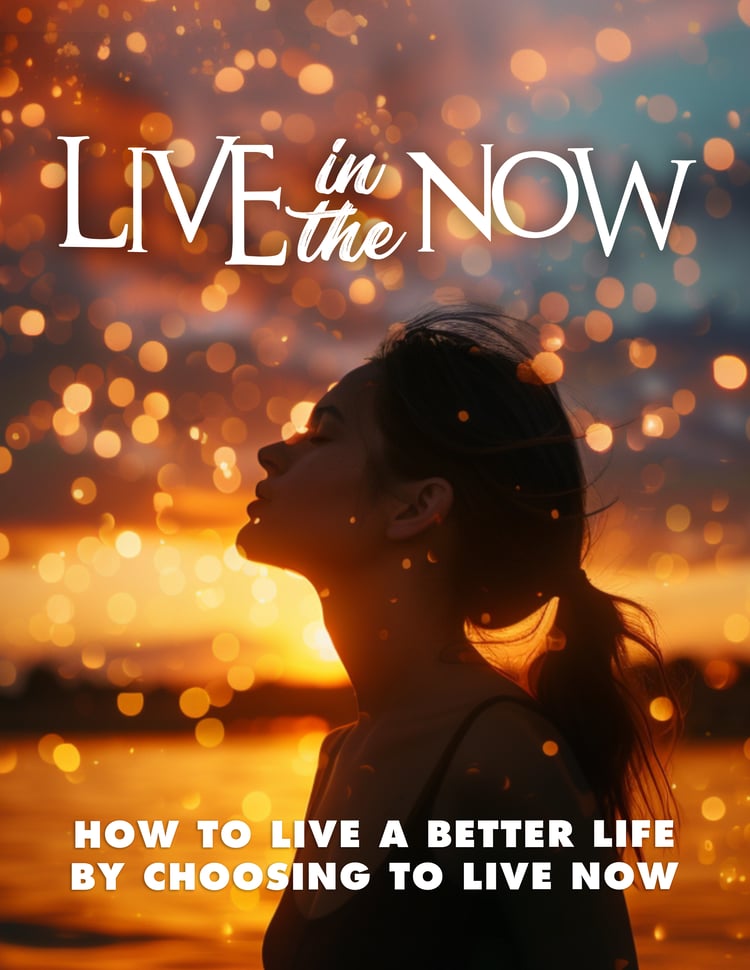 Live in the now bundle includes e book, complete with cheat sheet  - mind map  - infograph - resources and videos