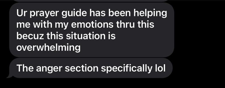 Testimonial from CJ about Prayer Emotions eBook – brought peace and comfort in overwhelming times.