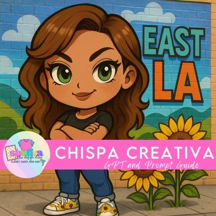 East LA character in front of a painted mural , hispanic chibi doll