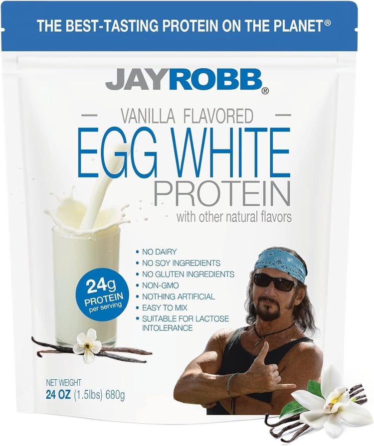 JAYROBB Vanilla Egg White Protein Powder, Low Carb, Keto, Vegetarian, Gluten Free, Lactose Free, No Sugar Added, No Fat, No Soy, Nothing Artificial, Non-GMO
