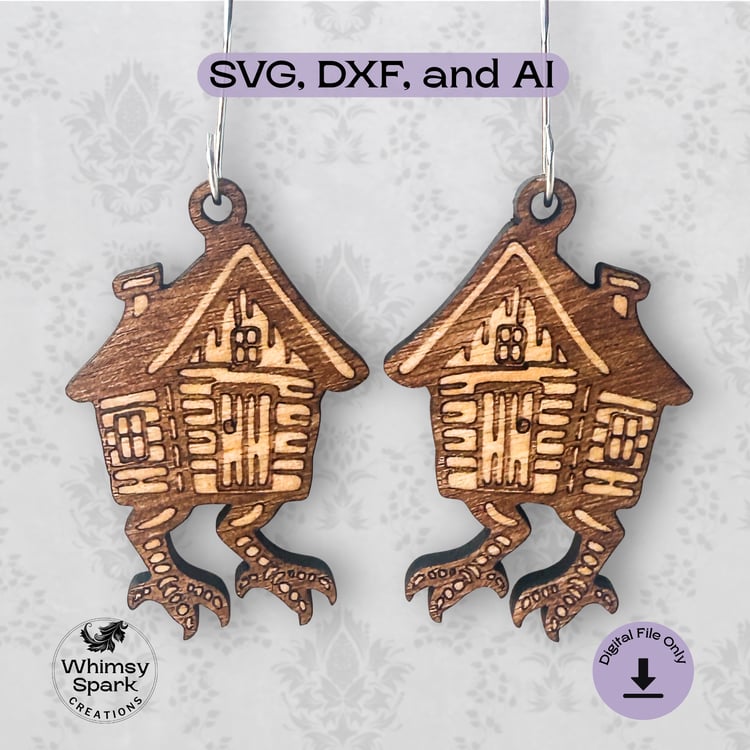 Baba Yaga Hut Laser Cut earring template