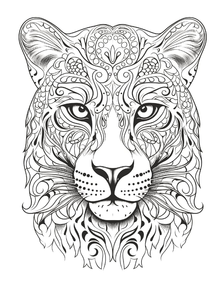 Mandala Animals Coloring Book Leopard