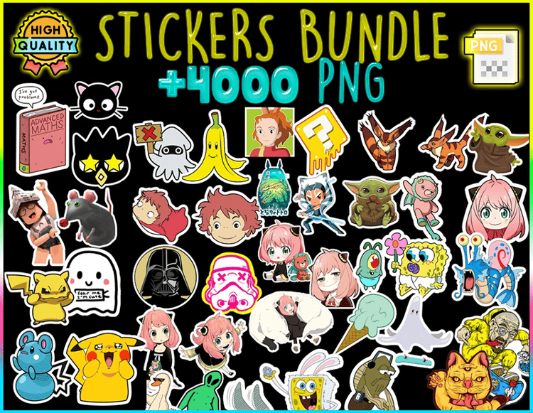 sticker bundle png designs paquete de pegatinas diseños vector png full color anime kawaii