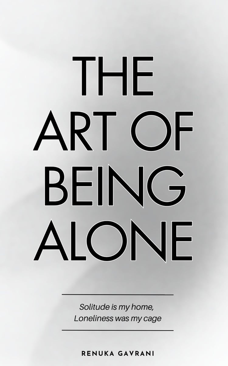 the art of being alone, renuka gavrani, solitude book, loneliness self help, self love books, overcoming loneliness, being alone guide, embrace solitude, personal growth, self discovery, healing loneliness, finding happiness alone, empowerment book, inspi