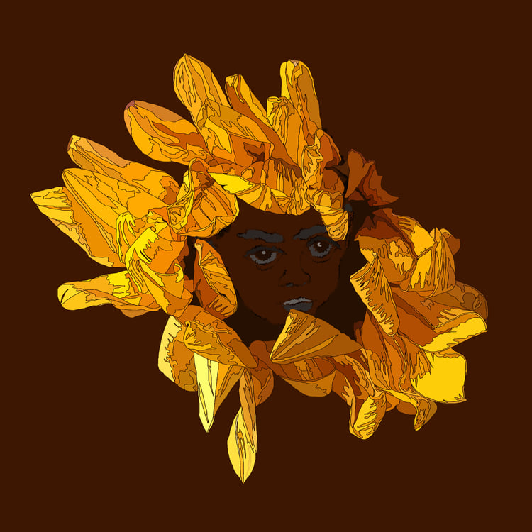 Face hiding in flower