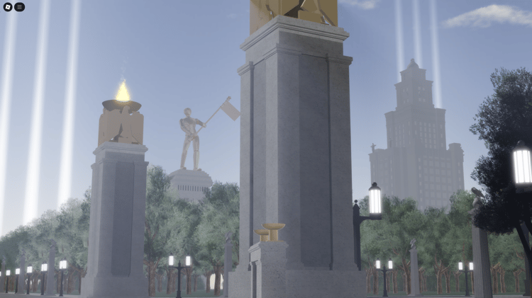 Roblox Germania fantasy map with golden statues