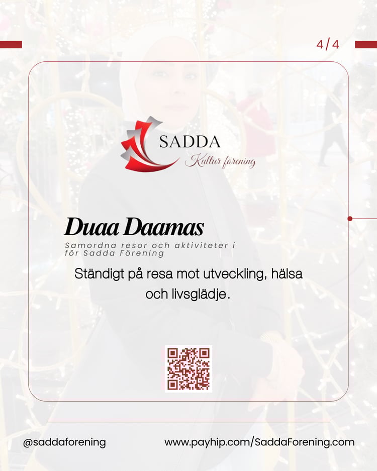 Ständigt på resa mot utveckling, hälsa och livsglädje — Duaa Daamas / Samordna resor och aktiviteter i för Sadda Förening - جمعية صدى