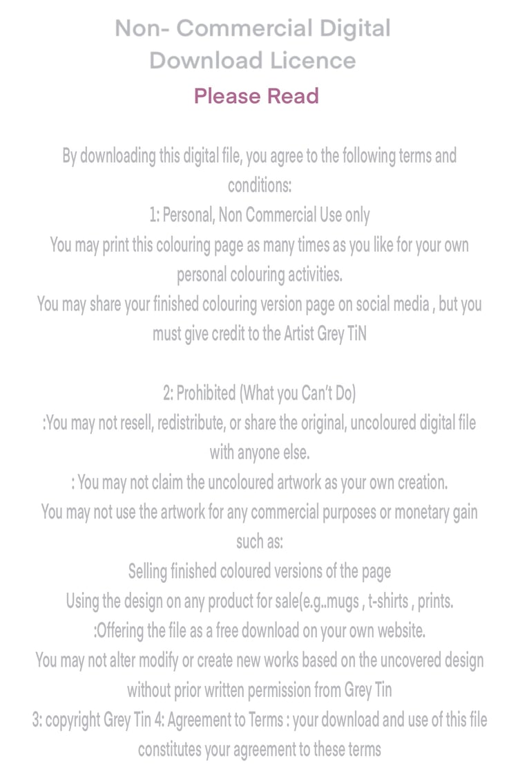 Non - Commercial Digital Download License- Grey Tin