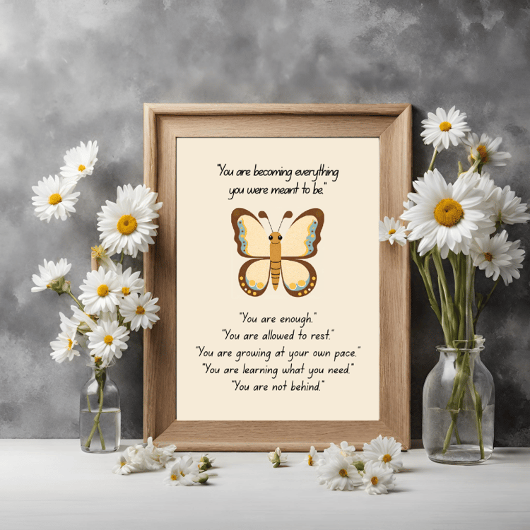 Becoming Butterfly Affirmation Printable Poster