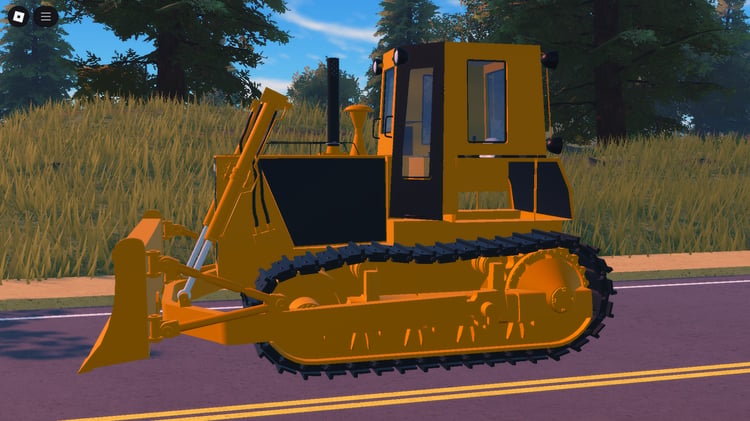 Driveable construction bulldozer in worksite map