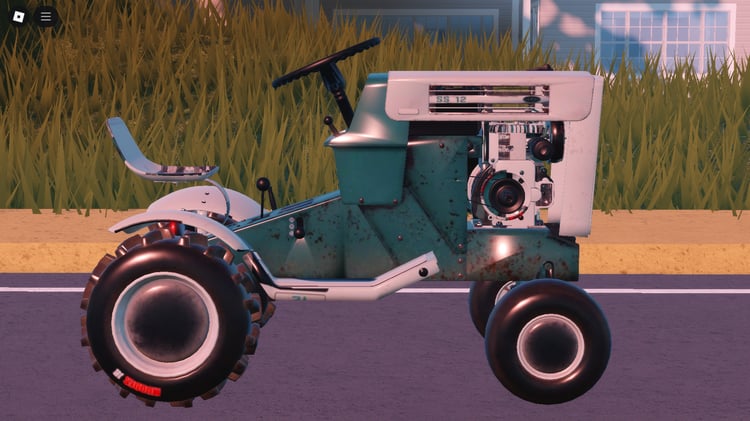 Side profile of decorative vintage tractor