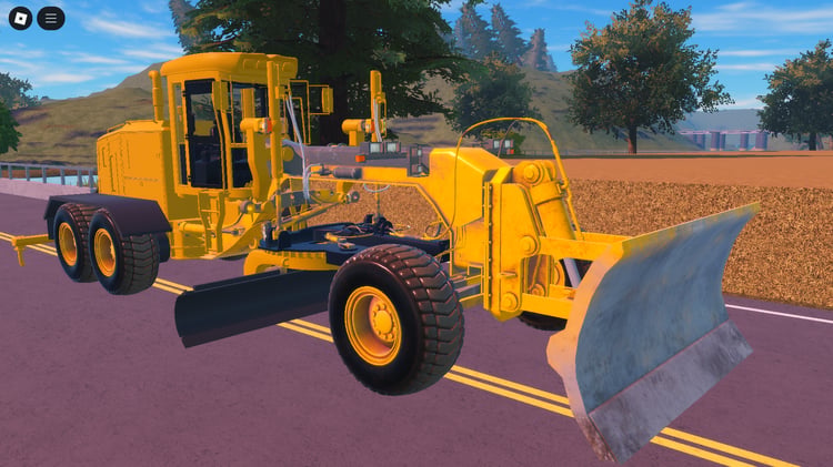 Roblox grader front view on construction site