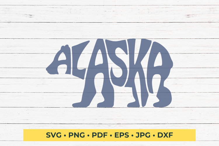 Capture the spirit of Alaska with our 'Alaska' word design in the shape of a bear! This SVG cut file is perfect for adding a rustic touch to your crafting projects. Whether you're creating wall art, t-shirts, or home decor, this versatile design will infu