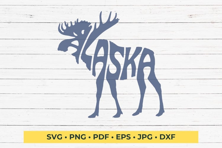 Alaska word art in the shape of a moose