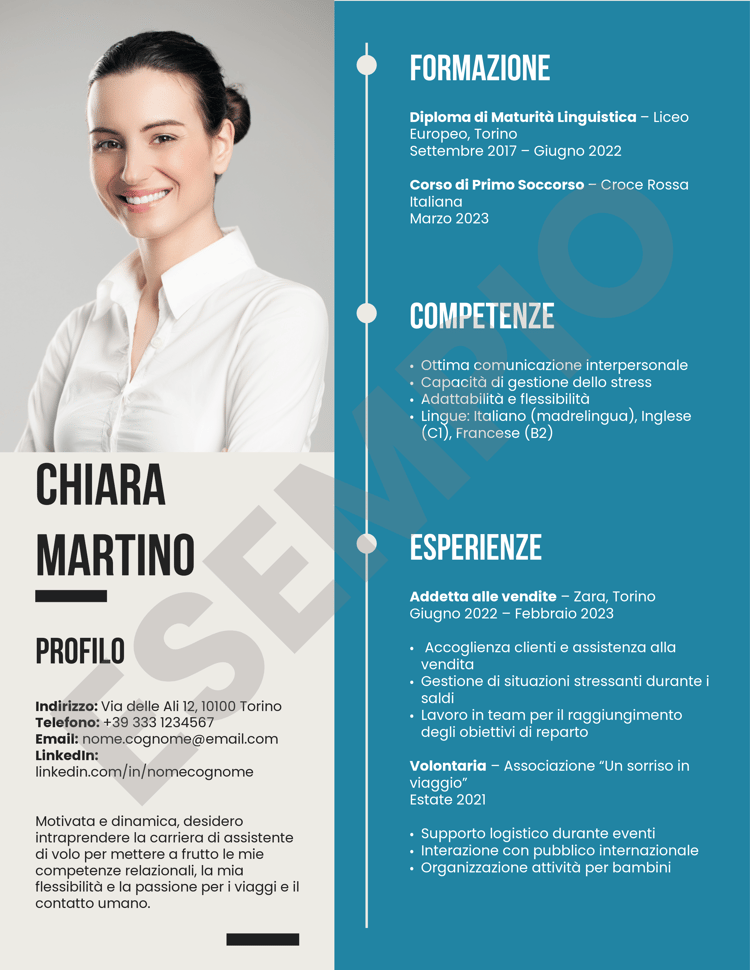 Curriculum Vitae Assistenti di volo e Addetti di scalo