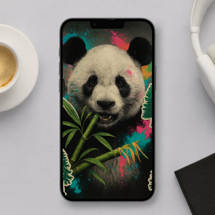 Color Splash Panda Phone Wallpaper – Urban Jungle Art