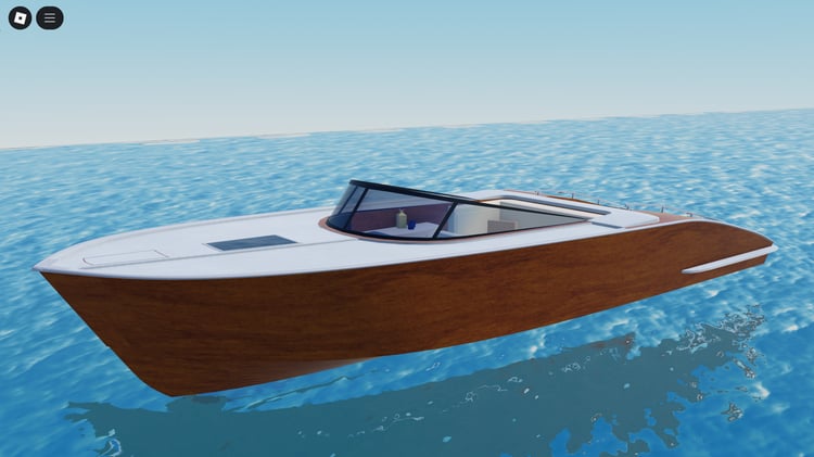 Roblox small luxury boat driving on ocean