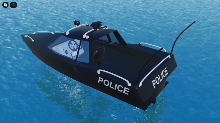 Side view of driveable police boat