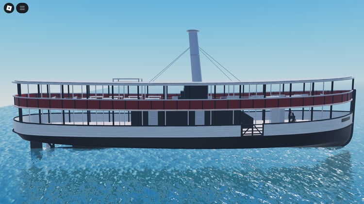 Side view of driveable steam vessel