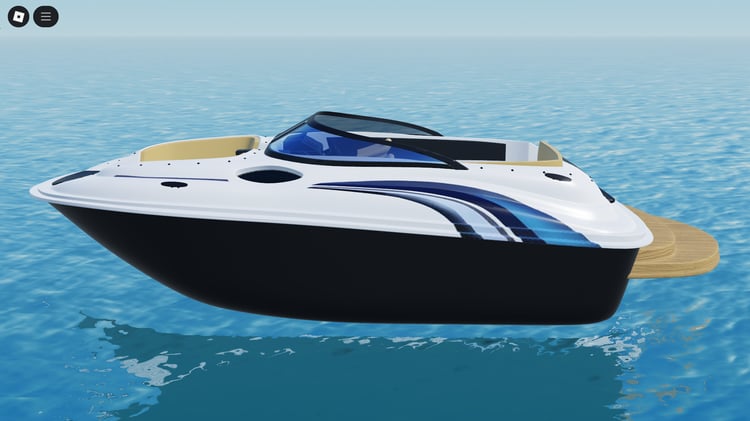 Side view of driveable luxury yacht