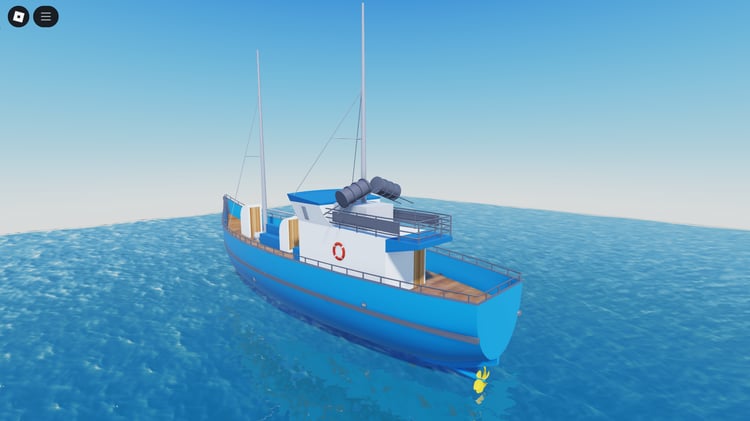 Side view of Roblox fishing boat