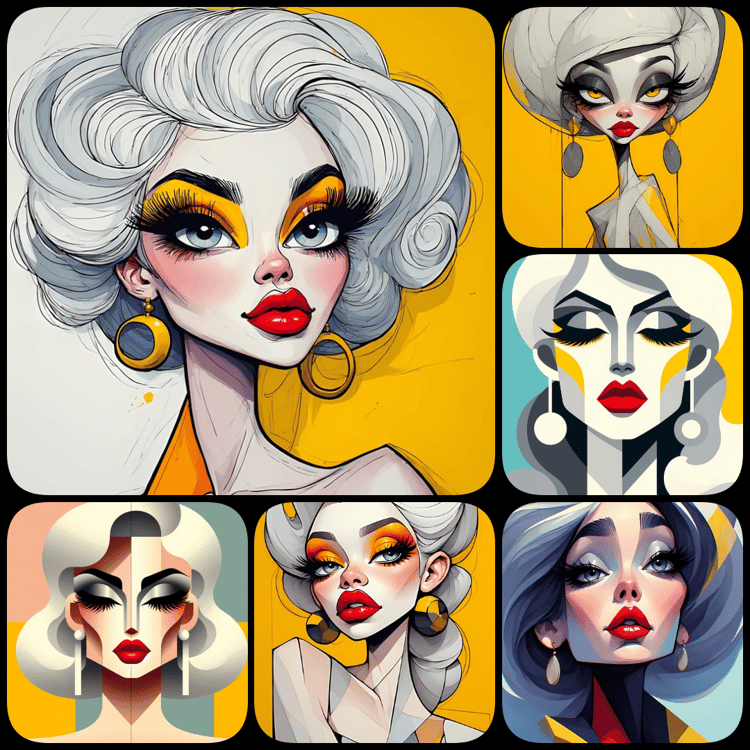 yellow PNG clipart, whimsical illustrations bundle, digital art download, birds and bees artwork, illustrated ladies PNG, high resolution digital art, quirky animal illustrations, fashionable character art, yellow background clipart, childrens book illus