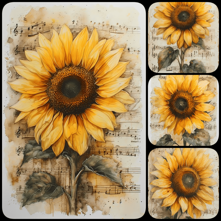 sunflower junk journal kit, vintage sunflower PNGs, shabby chic collage art, retro scrapbook ephemera, watercolor sunflower clipart, antique paper textures, yellow floral digital paper, sunflower mixed media art, printable sunflower graphics, romantic vin