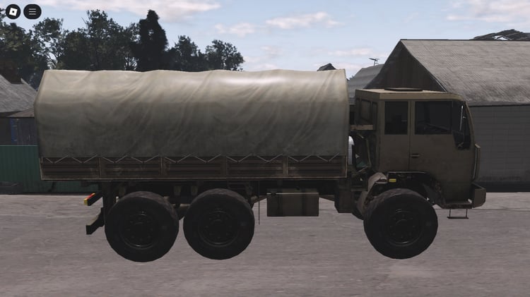 Driveable military truck on Roblox map
