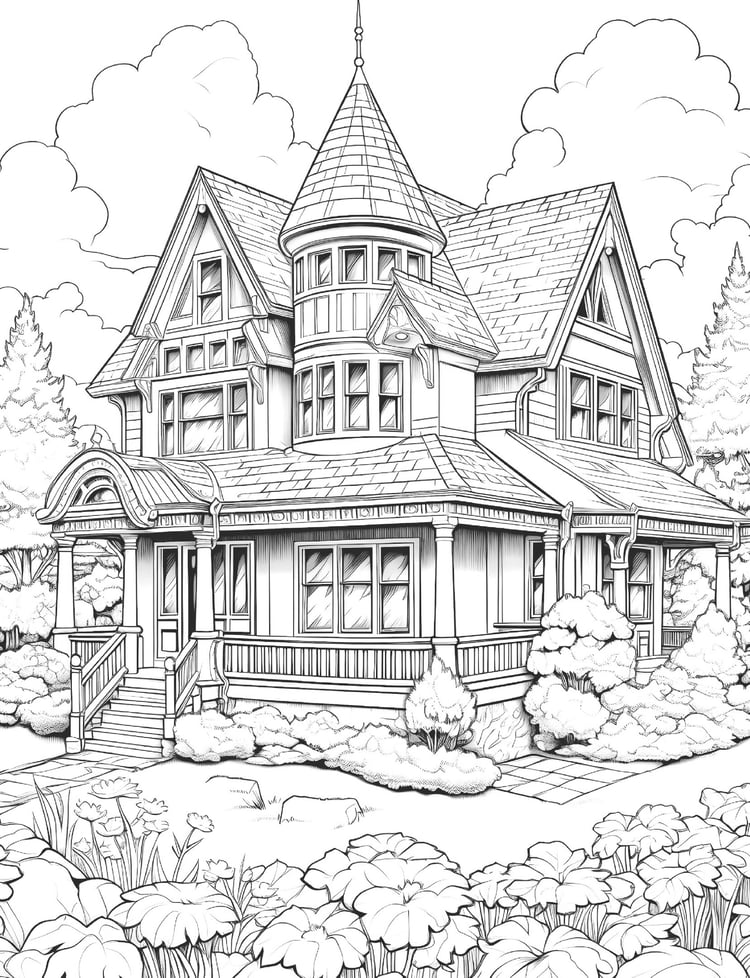 Escape to the Countryside: A Country Houses Coloring Book for Relaxation & Joy