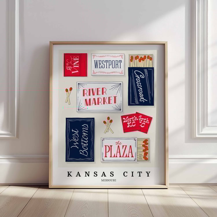 A framed picture of different types of matchboxes