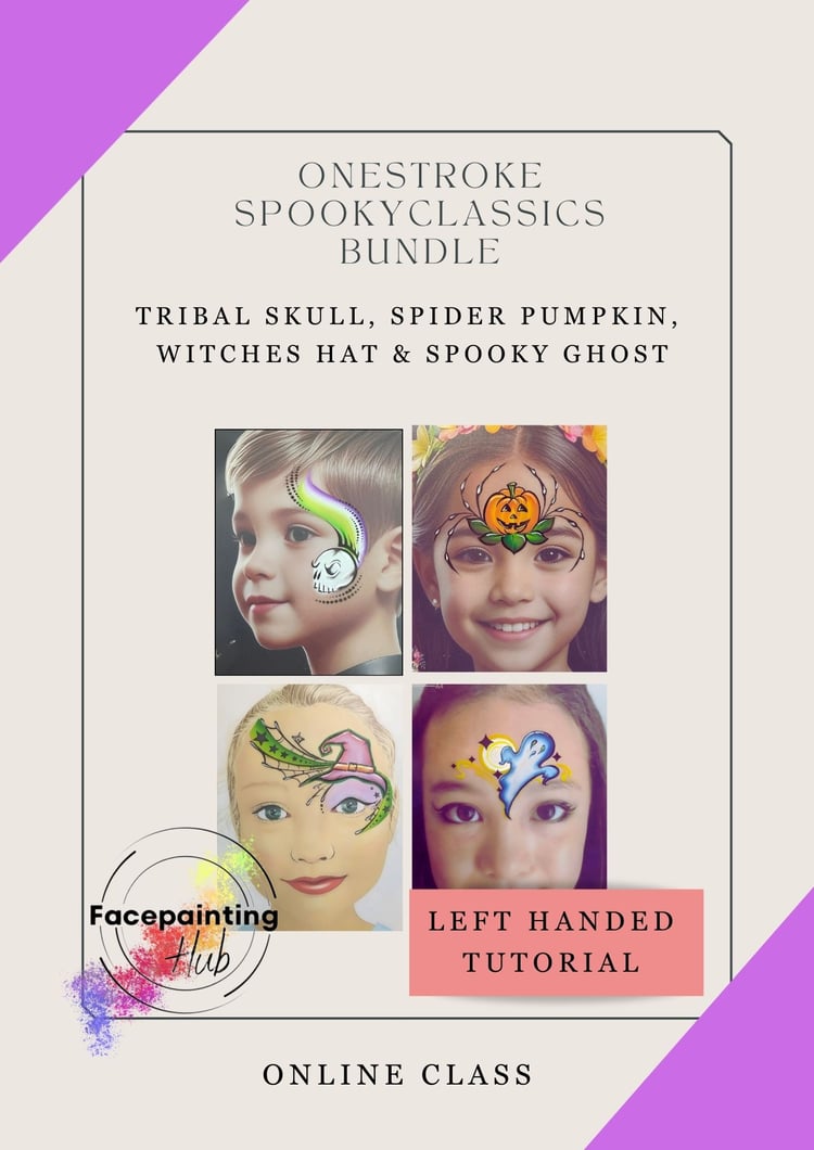 Easy Halloween facepaint pumpkin skull witch ghost